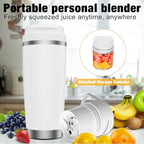 Portable Personal Blender 24oz Vacuum Cup Cordless Blender for 120 Watt Rechargeable Personal Size blender With Stainless Steel Bottle Ideal For-Shakes and Smoothies, BPA Free (White）