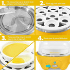 Elite Gourmet Easy Electric 7 Egg Capacity Soft, Medium, Hard-Boiled Cooker Poacher, Scrambled, Omelet Maker with Auto Shut-Off and Buzzer, BPA Free