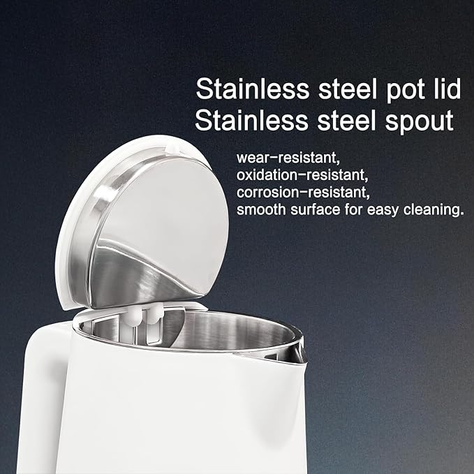 Electric Kettle, 1.5L Stainless Steel, Double Wall Cool Touch Teapot, Fast Boil,5 Temperature Control, LED Display, Auto Shut-Off, BPA-Free,Keep Warm Function, Ideal for Tea & Coffee,White