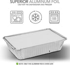 Aluminum Pans Take Out Containers with Lids (50 Pack) 2 Lb Disposable Aluminum Foil Oblong Pans with Cardboard Covers - To Go Food Storage Containers for Baking, Meal Prep, Takeout and Freezer