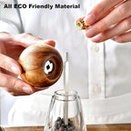 Premium Manual Crystal Pepper Salt Grinder. Environmentally Friendly Adjustable Wooden Top Grinder with Ceramic Core. Visually Transparent Acrylic Body with 3.5oz Capacity (6 ")