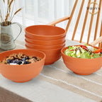 Wheat Straw Bowls Set 60 OZ Unbreakable Large Cereal Bowls Set of 6 Microwave and Dishwasher Safe Bowls Big Bowls for Eating BPA Free Soup Bowl for Serving Oatmeal and Salad Orange