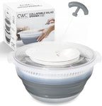 COOK WITH COLOR Collapsible Salad Spinner - 4 QT Space Saving Lettuce Dryer with Folding Collapsible Colander Great for Washing and Drying Fruit and Vegetables (Grey)