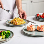 AmorArc Ceramic Plates Set of 6, 8.5 Inch Reactive Glaze Stoneware Plates set, Dessert, Salad, Appetizer, Small Dinner, Microwave, Dishwasher Safe, Scratch Resistant Dishes Set for Kitchen