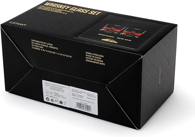 LIITON Mount Rainier Heavy Crystal Whiskey Glasses Gift Set of 2, Thick Freezable Bourbon Glass 1lb Each, Premium Whiskey Gifts for Men, Frozen Crystal Chills Cocktails, 10 oz