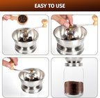 Mason Jar Coffee Grinder - Manual Lid Attachment for Wide Mouth Jars, Stainless Steel & Ceramic Burr, Ideal for Camping & Home Barista