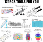 175PCS Icing Decoration Gun Set, Cake Decorating Kit with 48 Piping Tips, Baking Supplies, Icing Gun Kit, Frosting Piping Kit for Beginners, Cupcake, Baking kit, Cake Decorating Tool