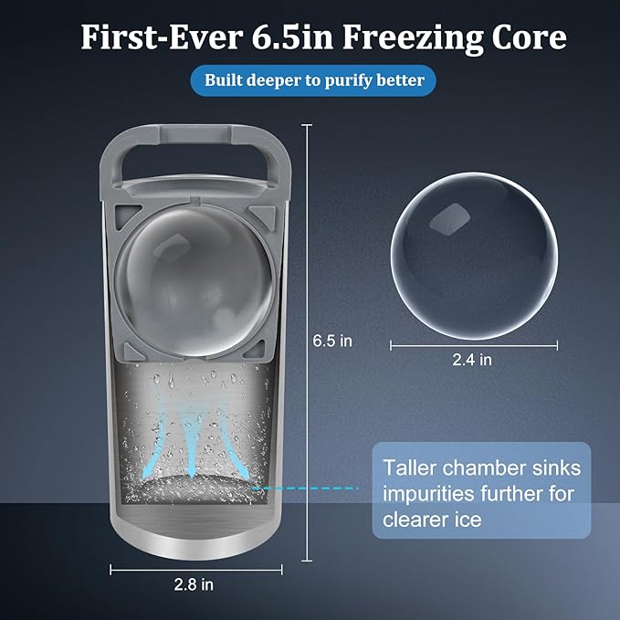 Clear Ice Ball Maker, 2.4" Round Ice cube Mold for Whiskey Stainless Steel & Non-BPA Silicone, Cocktails, Drinks & Bourbon Gifts for Men Woman