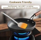 8 Pieces Kitchen Utensils Set, Vayvnt Heat Resistant Silicone Cooking Utensils Set for Non-Stick Cookware, Stainless Steel Handle, Kitchen Gadgets Includes Large Spatula Tongs, Dishwasher Safe, Khaki