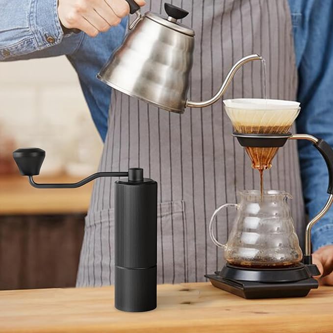Mini Manual Coffee Grinder, 40 Adjustable Settings, Portable Hand Mill with 30g Capacity, Conical Burr for Espresso, Pour Over, Travel, Camping, Office (Black)