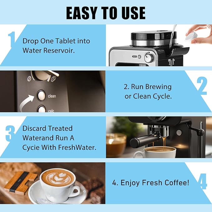 DERDUFT Coffee Machine Cleaner Descaler Tablets 24 Pack, Coffee Maker Cleane, for Espresso Machine Cleaning Tabs, Descaling Solution for Coffee Pot Maker