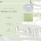 Picnic Basket Set for 4 with Waterproof Blanket Mat Insulation Bag Wicker White Green Plaid Fresh Cottagecore Gift for Wedding Birthday Summer Camp Outdoor Camping Christmas Thanksgiving