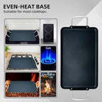 11pcs 19Inch Nonstick Taco Griddle Pan, Rectangular Cast Iron Griddle, Comales para Tortillas Cooking Pan for Stove Tops | 2 - Burner, Detachable Handles | Stove/Outdoor/Camping