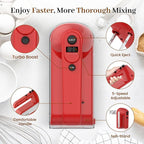 5-Speed Electric Hand Mixer, 800W Handheld Mixer with Turbo for Baking & Cooking, Kitchen Food Mixer with Storage Case & 6 Stainless Steel Attachments (2 Beaters, 2 Dough Hooks, 2 Whisks)-Red