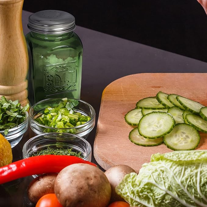 Depression Style Glass Salt and Pepper Shakers (Green)