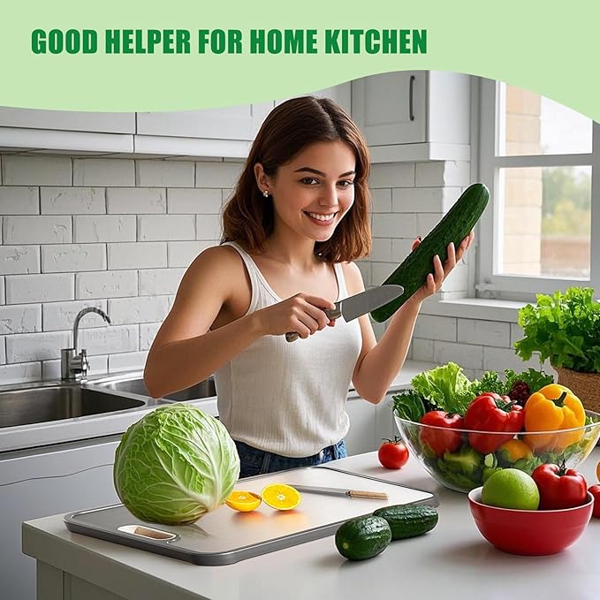 3 Pcs Titanium Cutting Board, Pure Cut Titanium Cutting Boards for Kitchen, Food-Grade Chopping Board for Cutting Fruit Meat Vegetable, Dishwasher Safe Easy to Clean, 15×10 Inch