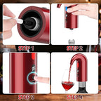 Electric Wine Aerator & Dispenser – 1-Touch Instant Aeration, Precision Pouring & Temp Display – USB Rechargeable Gift Edition for Parties, Holidays & Wine Lovers (Red)