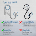 10-Pack Metal S Hooks for Hanging – Heavy-Duty S-Shaped Hook with Safety Buckle – Fits Bars up to 0.8 In – Anti-Drop S-Hooks for Kitchen, Bathroom, Closet & Pot Racks – Silver (Medium)