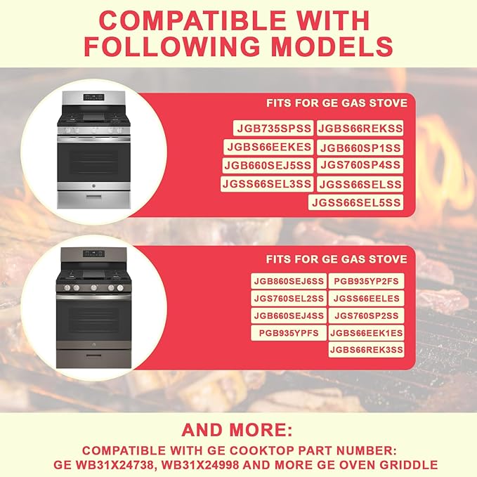 DcYourHome WB31X24738 Cast Iron Griddle for GE Stove Cooktop AP5986291 WB31X24998, Stove Griddle Replacement Parts for ge Appliance Gas Range JGS760SP4SS JGB660SP1SS JGBS66REKSS,Stove Top Center Plate