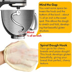Stainless Steel Spiral Dough Hook Replacement for KitchenAid 4.5QT & 5QT Bowl Tilt-Head Stand Mixers, Rustproof & Easy Clean, Efficient Kneading for Bread, Pizza, Pasta, Cookies