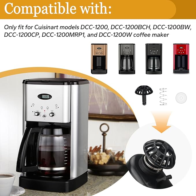 Coffee Machine Brew Basket Bottom Spring Loaded Stopper Kits Compatible with Cuisinart Coffee Makers, Coffee Maker Parts Fit for Cuisinart DCC-1200, DCC-1200BCH, DCC-1200BW Brew Basket, 2 Pack