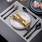 Lemeya 20-Piece Black Silverware Set for 4,Heavy Duty 18/10 Stainless Steel Flatware Set with Forged Stand Knife,Modern Cutlery Utensil Set,Forks Spoons and Knives Set,Mirror Polished,Dishwasher Safe