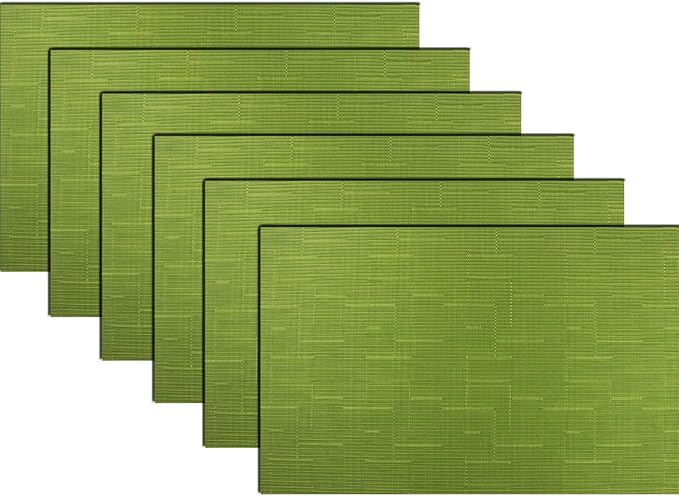 PIGCHCY Placemats,Washable Durable Vinyl Woven Table Mats,Elegant Heat Resistant Placemats for Dining Table Set of 6 (18 x 12 inches,Sage Green)