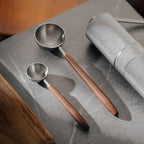 Coffee Spoon - Vintage Walnut Wood Handle, Stainless Steel Coffee Scoop ，Stainless Steel Tea Scoopand Seasoning Spoons (1, Silver, 10g Capacity)