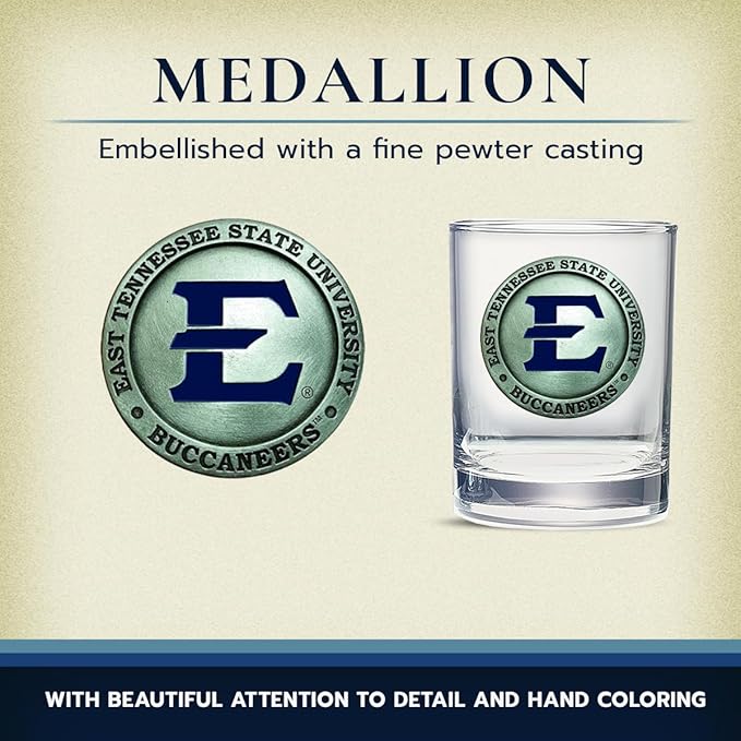 Heritage Pewter Eastern Tennessee State Double Old Fashion | Double Rocks Glass 14 OZ for Liquor | Expertly Crafted Pewter Glass