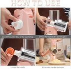 Cambom Rotary Cheese Grater Hand Crank Cheese Shredder for Fresh Cheese, Vegetable, Nuts,Non-slip Suction Base, Free Cleaning Brush Three Blades, Pink