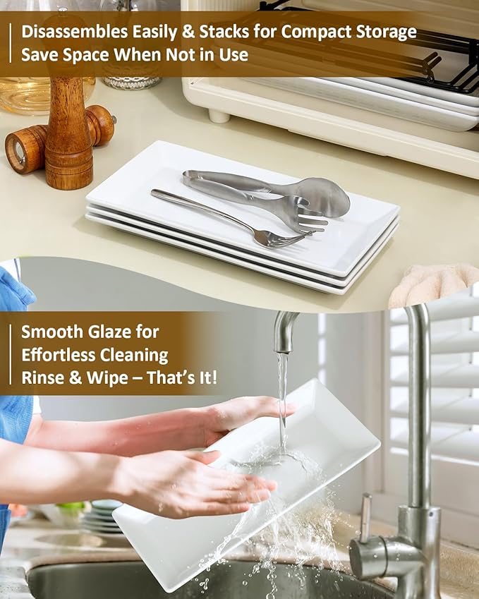 Yedio 3 Tier Serving Trays for Party, Porcelain Serving Platters and Trays, 12 Inch Tiered Tray Stand, Fruit Tray, Trays for Serving Food, White Dessert Stand with Collapsible Sturdier Metal Rack