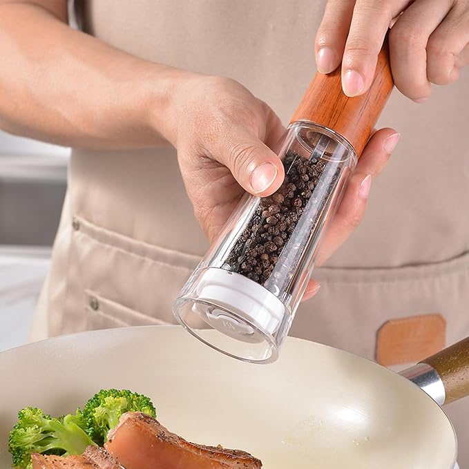 Acrylic kitchen tools grinder Salt and pepper grinder, adjustable thickness, suitable for the home (Light wood)