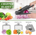 HomeHacks Vegetable Chopper Vegetable Cutter, 12 in 1 Kitchen Gadget, Dicer, Slicer, Onion Cutter, Salad, Cheese Grater & Egg Separator - Multi-Functional Veggie Chopper Lid with Handle (Grey)
