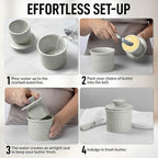 Zulay Kitchen Butter Crock With Lid & Spreader Knife for Countertop - Ceramic French Butter Dish Keeper For Fresh & Spreadable Butter - Light Gray