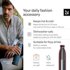 LARS NYSØM Stainless Steel Insulated Water Bottle 12oz 17oz 25oz 34oz 51oz | Insulated Thermo Flask for Hot and Cold Beverages | Leakproof Drinking Bottle (Berry Red, 17oz)