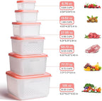 6 PCS Fruit Storage Containers for Fridge with Lids, BPA-Free, Produce Storage Containers with Removable Colander, Dishwasher & Microwave Safe for Salad Berry Lettuce Keeper