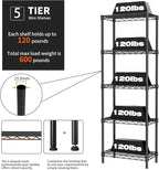 Small 5 tire Shelves Storage Wire Shelving Unit Metal Shelf Adjustable Organizers Storage Shelving for Bathroom Laundry Room Kitchen Pantry10”D x 16”W x 55”H Black