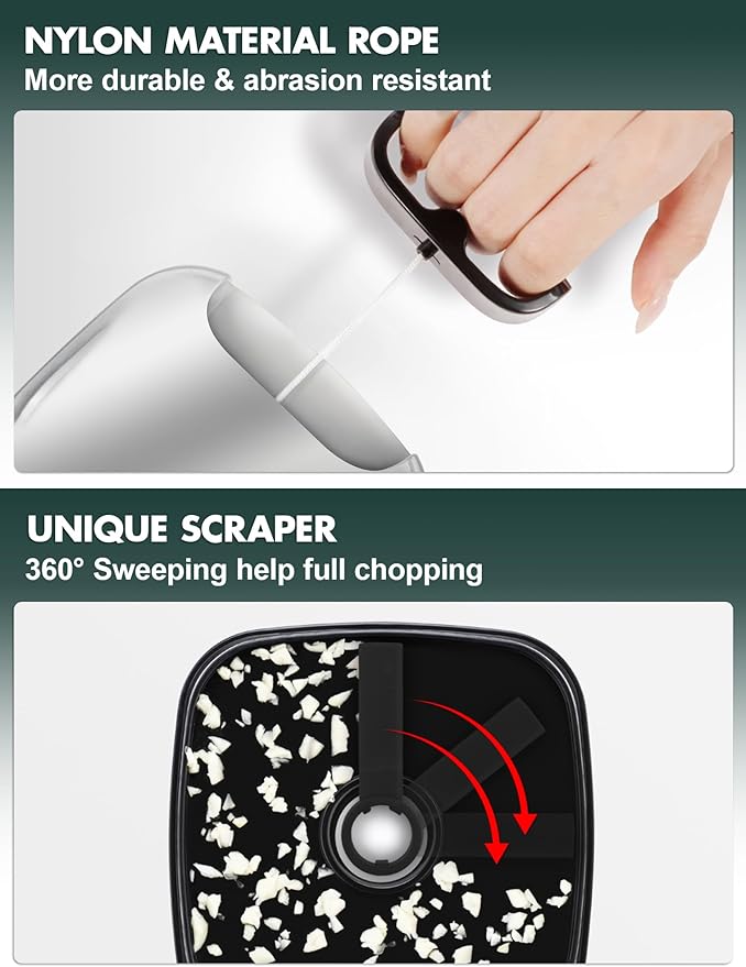 Manual Food Processor Vegetable Cutter, Geedel Pull Chopper with String, Food Chopper Vegetable Cutter for Veggies, Fruits, Salad, Onion, Ginger, Nuts.