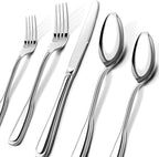 Silverware Set for 6, Stainless Steel Cutlery Set with Wide Handles, Mirror Polished Utensils Heavy Duty Spoons and Forks Set for Kitchen, Dishwasher Safe (Silver, 30 Pieces for 6)