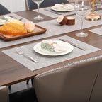 Myir JUN Placemats Set of 8, Vinyl Woven Placemats Place Mats Indoor Set of 8 Washable Table Mats Non-Slip Place mats for Dining Table (Silver, Set of 8)