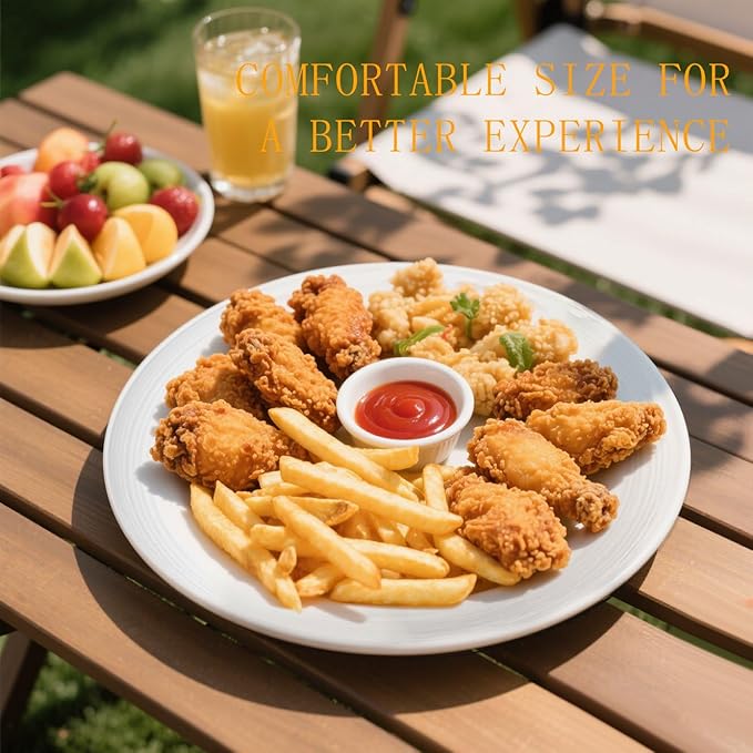 Yachi Ceramic 10 1/4 Inch White Dinner Plates Set of 4 Microwave Oven Dishwasher Safe Dish Porcelain Serving Plates for Kitchen Restaurant Stoneware Dishes for Party Beef Steak, Pasta Plate 10.25 in