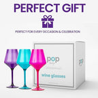 Unbreakable Stemmed Wine Glasses – Colored Wine Glasses Set of 6 Plastic Drinking Glasses Wine, Water – Acrylic Wine Gifts for Birthday Women Party, Stylish Glasses for Parties & Everyday (Jewel)