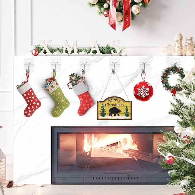 15 Small Wall Hooks for Hanging, with 20 Removable Strips, Clear Hanger Hooks, Damage-Free Utility Hooks with Adhesive Strips, Wire Toggle Wall Hook for Key, Hat, Decor, Door, Clear, Value Pack