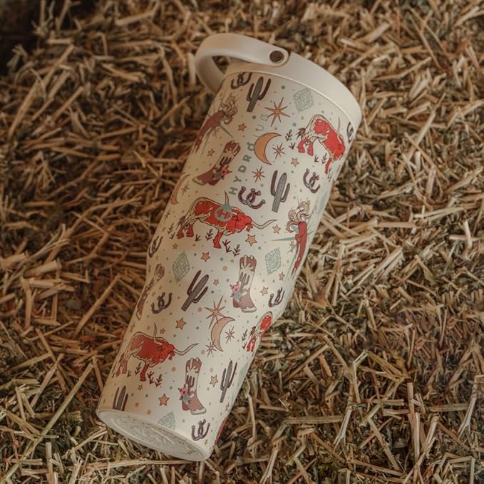 HydroJug Sport - Stainless Steel Tumbler with Straw, Vacuum Insulated, 40oz Leakproof Water Bottle, Ergonomic Design, Reusable, Dishwasher Safe, Rubber Base, Durable for Gym or Outdoors, Rodeo