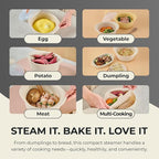 48oz Platinum Silicone 3 Compartmented Microwave Steamer Pot with Handle & Lid - Korean 100% Food-Grade Steamer Bowl, Heat-Resistant Cooker with Steam Holes, Easy Clean, Dishwasher Safe, Ivory