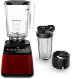Blendtec Designer Series Blender with 90 oz WildSide+ Jar and 34 oz GO Travel Bottle - Kitchen Blender Bundle - Red