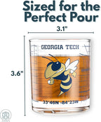 Greenline Goods – Georgia Tech University Yellow Jackets College Whiskey Glasses (Set of 2), 10 oz – Full-Color Logo + Campus Map