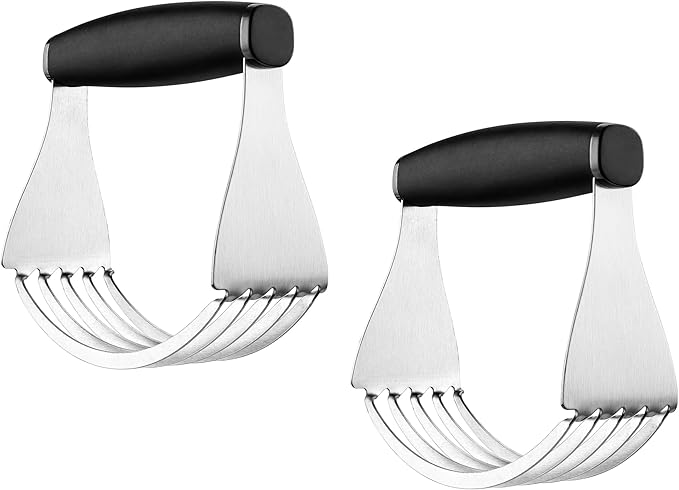 Spring Chef XL Dough Blender For Baking, Heavy Duty Pastry Blender, Stainless Steel Pastry Cutter Tool with Sharp Blades, Dough Mixer, Butter Cutter for Easy Mixing, Dishwasher Safe - 2 Pack - Black
