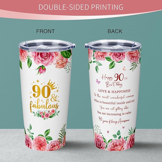 90th Birthday Gifts for Women, Gifts for 90 Year Old Woman, 90th Birthday Ideas, 90 Year Old Bday Gift for Women, 1935 Bday Gift for Woman 20oz Tumbler