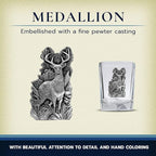 Heritage Pewter Whitetail Deer Square Shot Glass | Hand-Sculpted 1.5 Ounce Shot Glass | Intricately Crafted Metal Pewter Inlay